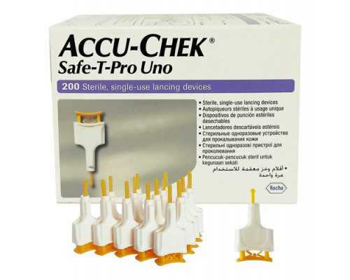 Ланцети Акку-Чек Сейф-Т-Про УНО (Система для прокалывания Accu-Chek Safe-T-Pro Uno) 200шт.