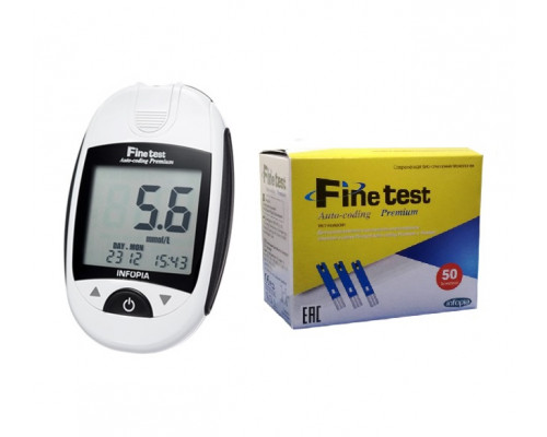 Глюкометр Fine test Avto-coding Premium (Файнтест Премиум) Infopia + 50 тест-полосок