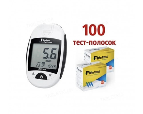 Глюкометр Fine test Avto-coding Premium (Файнтест Премиум) Infopia + 100 тест-полосок
