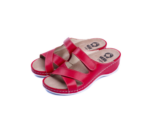 Шльопанці жіночі анатомічні шкіряні NAPPA RED 782, Mubb