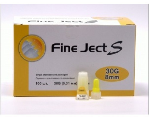 Иглы для инсулиновых шприц-ручек Fine Ject S 0,31мм (30G) х 8мм, 100шт.