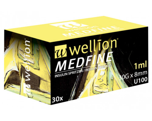 Инсулиновые шприцы Wellion MEDFINE 1мл х 8мм, 30шт. (Австрия)
