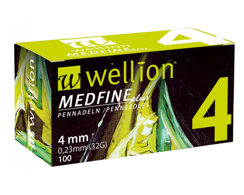 Иглы для инсулиновых шприц-ручек Wellion MEDFINE plus 0,23мм (32G) х 4мм, 100шт.
