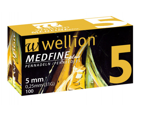 Иглы для инсулиновых шприц-ручек Wellion MEDFINE plus 0,25мм (31G) х 5мм, 100шт.