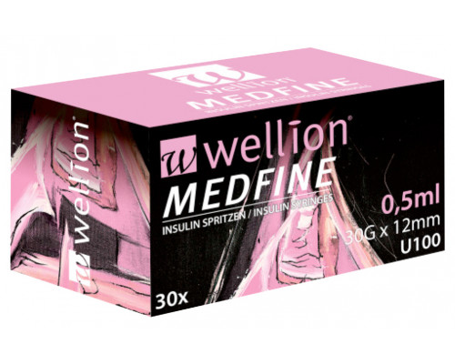 Инсулиновые шприцы Wellion MEDFINE 0,5мл х 12мм, 30шт. (Австрия)