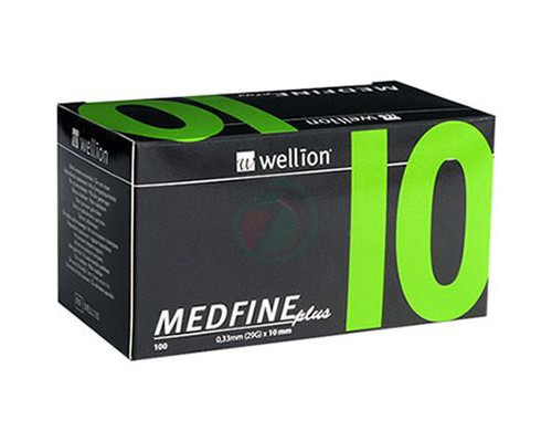 Иглы для инсулиновых шприц-ручек Wellion MEDFINE plus 0,25мм (31G) х 10мм, 100шт.